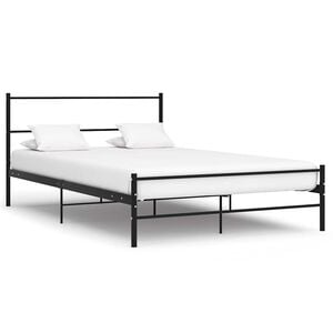 vidaXL Bed Frame Black Metal 55.1x78.7 in Durable Bed Frame