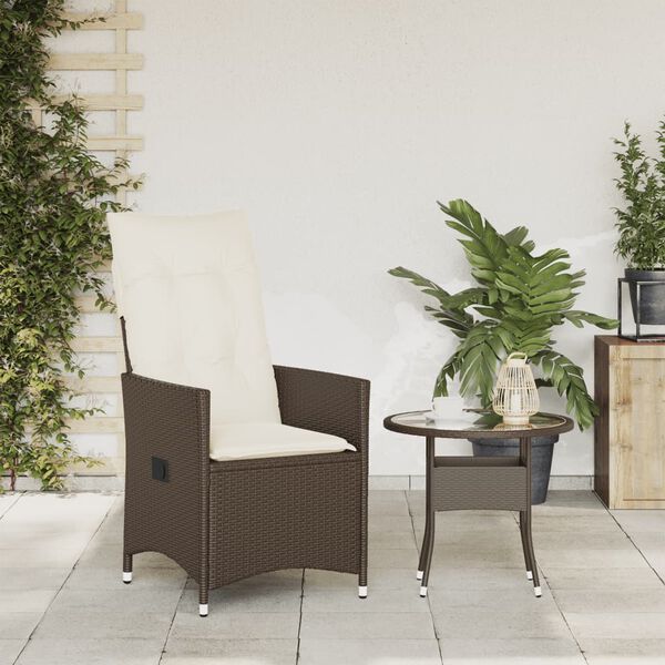 vidaXL Reclining Garden Chair Brown PE rattan Standard