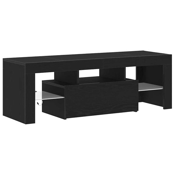vidaXL TV Cabinet Black Oak 47.24 x 13.78 x 15.75 in Engineered Wood