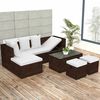 vidaXL Patio Sofa Set Brown Poly Rattan Medium Height-Adjustable