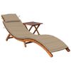 vidaXL Sunlounger With Table Wood Solid Acacia wood Medium Foldable