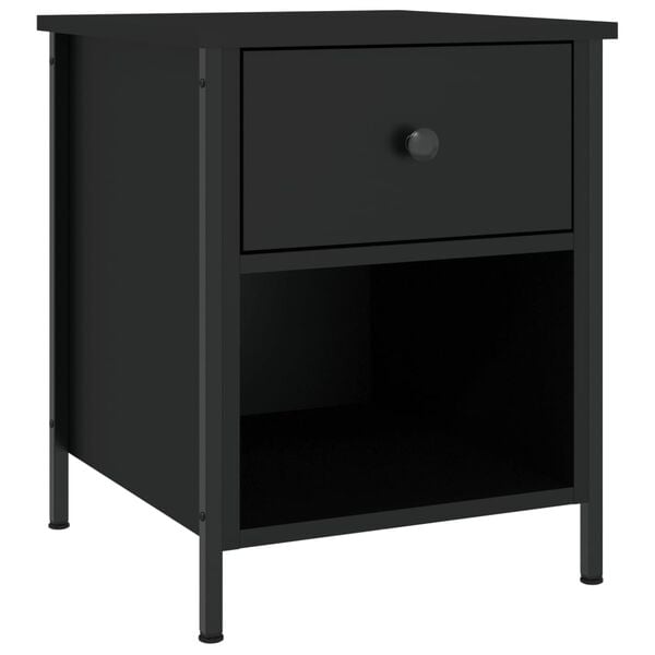 vidaXL Bedside Cabinet Set of 2 Black Engineered wood, Iron Compact