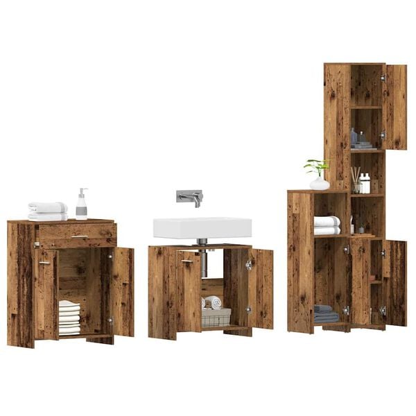 vidaXL Bathroom Furniture Set Old wood Engineered wood Medium Storage