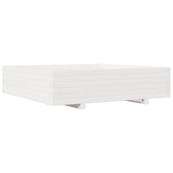 vidaXL Garden Planter White Solid pinewood Large Sturdy Garden Planter