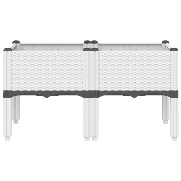 vidaXL Garden Planter White Polypropylene Medium Flower Box