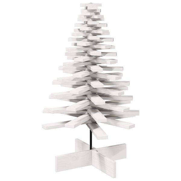 vidaXL Wooden Christmas Tree White Solid pine wood 39.4 in Rotatable