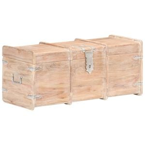 vidaXL Storage Chest White finish Solid acacia wood 35.4 x 15.7 x 15.7 in