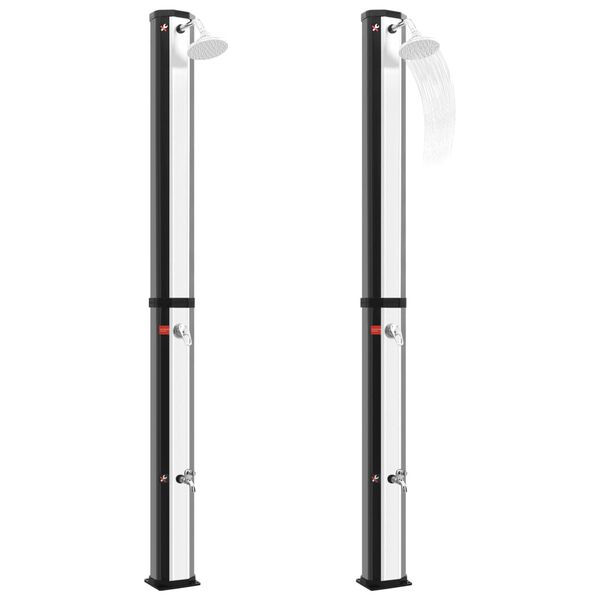 vidaXL Solar Shower Black and silver ABS Large UV-resistant materials