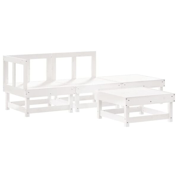 vidaXL Garden Lounge Set White Solid pine wood Modular Garden Lounge Set