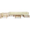 vidaXL Garden Lounge Set Cream White Bamboo Medium Modular