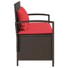 vidaXL Patio Storage Bench Brown with Red cushions