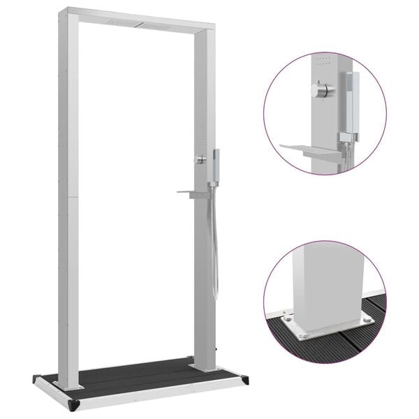 vidaXL Shower Panel Silver 201 stainless steel, WPC Large Durable