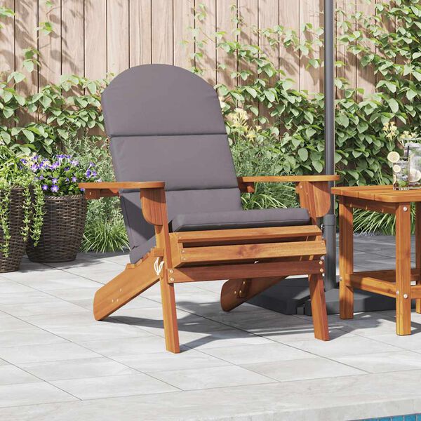 vidaXL Garden Chair Dark grey, Natural wood Solid acacia wood, Polyester