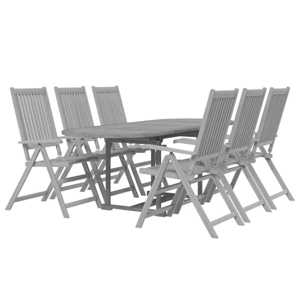 vidaXL Garden Dining Set Grey Solid acacia wood Standard Extendable