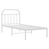 vidaXL Bed Frame White Powder-Coated Steel Twin Bed Frame Rectangular