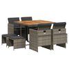 vidaXL Garden Dining Set Grey and Brown PE Rattan 9-piece set Foldable