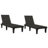 vidaXL Sun Lounger Set of 2 Black Polypropylene Medium Modern
