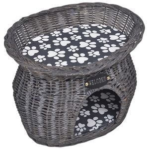 vidaXL Cat House Gray Willow 17.3 x 13.0 x 13.4 in Portable Cat House