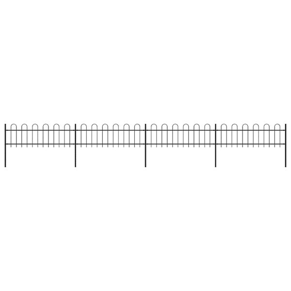 vidaXL Garden Fence with Hoop Top Steel 281.3"x23.6" Black