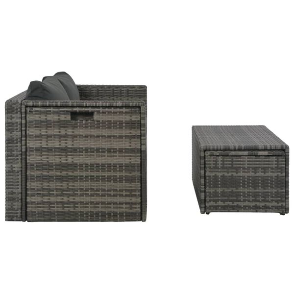 vidaXL Sofa Set Grey Poly Rattan