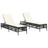 vidaXL Sun Lounger Black and Cream White