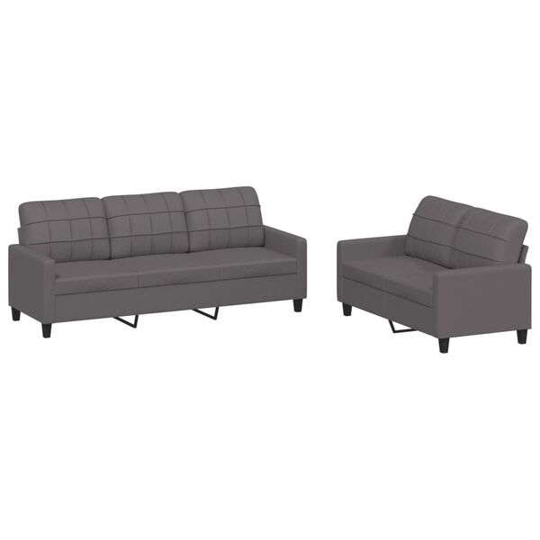 vidaXL Sofa Set Grey Faux leather, plywood, metal, textilene, foam