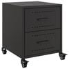 vidaXL Bedside Cabinet Set of 2 Black Cold-rolled steel Small Storage