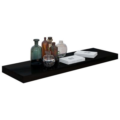 vidaXL Floating Wall Shelf High Gloss Black 31.5"x9.3"x1.5" MDF