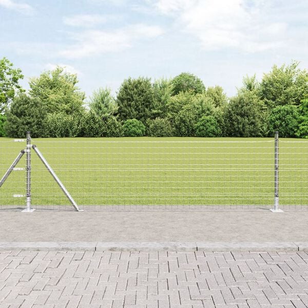 vidaXL Fence Posts Manual 13 pcs Silver Ø32mm 50 cm Galvanized steel