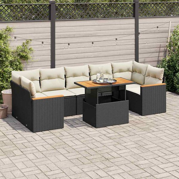 vidaXL Garden Sofa Set Black, Cream White
