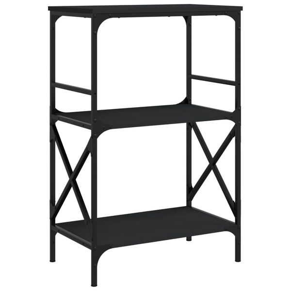 vidaXL Bookcase Black Engineered wood, metal Medium Adjustable Feet