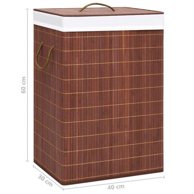 vidaXL Bamboo Laundry Basket with 2 Sections Brown 19 gal