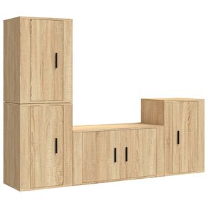 vidaXL TV Cabinet Set Set of 4 Sonoma Oak Engineered Wood Standard