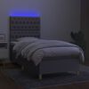 vidaXL Box Spring Bed with Mattress&LED Light Gray 39.4"x79.9" Twin XL Fabric