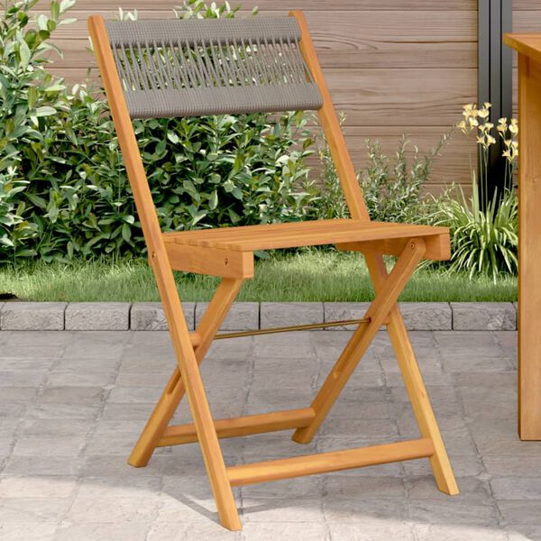 vidaXL Bistro Chair Set of 2 Gray Solid acacia wood Standard