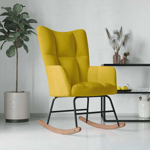 vidaXL Rocking Chair Mustard Yellow Velvet
