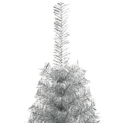 vidaXL Artificial Half Christmas Tree with Stand Silver 4 ft PVC