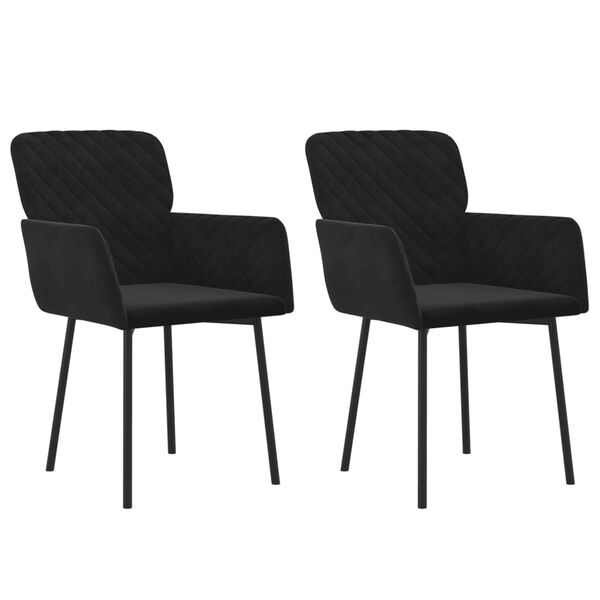 vidaXL Dining Chair Set of 2 Black Velvet (100% polyester), metal, plywood