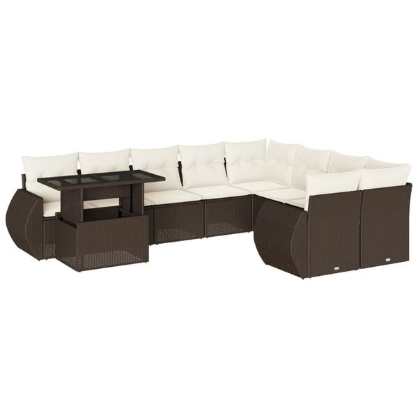 vidaXL Garden Sofa Set Brown and cream white