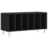 vidaXL Record Cabinet Black Engineered wood, Iron Medium Modern
