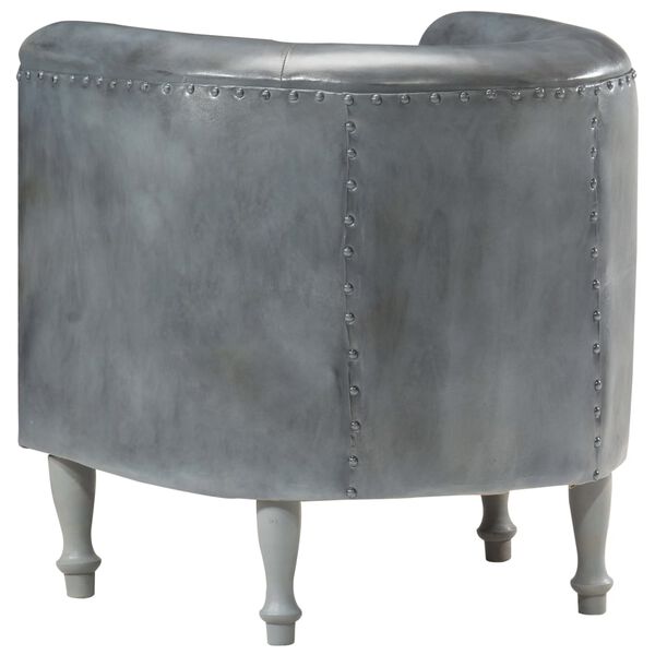 vidaXL Tub Chair Gray Real Leather