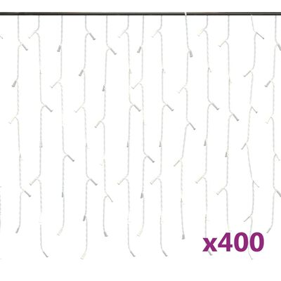 vidaXL LED Curtain Icicle Lights 393.7" 400 LED Cold White 8 Function