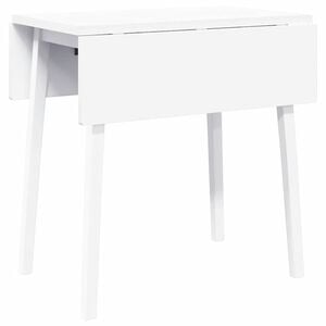 vidaXL Dining Table White Solid Wood Rubber