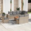 vidaXL Garden Sofa Set Beige PE Rattan 9 Piece Adjustable Armrests