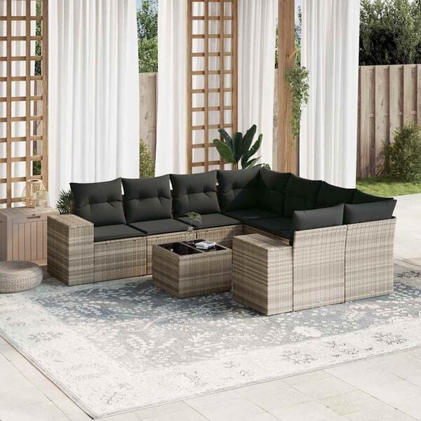 vidaXL Garden Sofa Set Light Grey