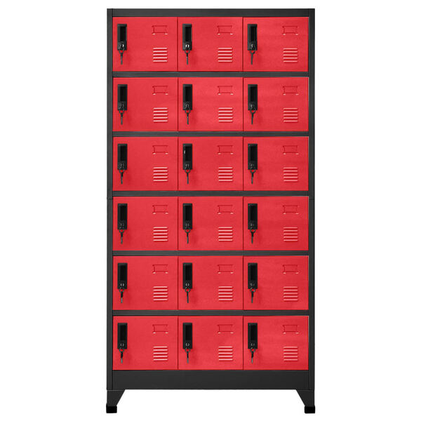 vidaXL Locker Cabinet Anthracite and Red Steel Large Locker Cabinet