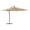 vidaXL Garden Parasol Brown Fabric (100% polyester), steel, straw Large