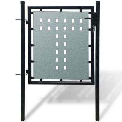 vidaXL Black Single Door Fence Gate 39.4"x49.2"