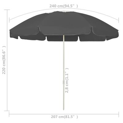 vidaXL Beach Umbrella Anthracite 94.5"