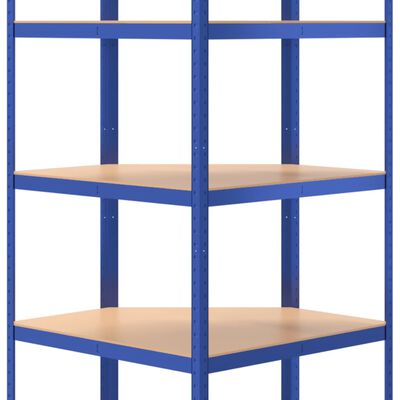 vidaXL 5-Layer Shelves 4 pcs Blue Steel&Engineered Wood